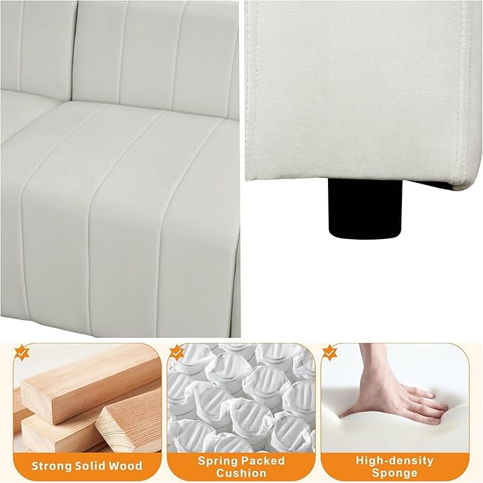 Sectional Couches Sofa for Living Room, 93″3 Seater Cloud Couch, Modern Comfy Modular Sectional Sofa with Deep Seats for Bedroom, Small Space, Brown