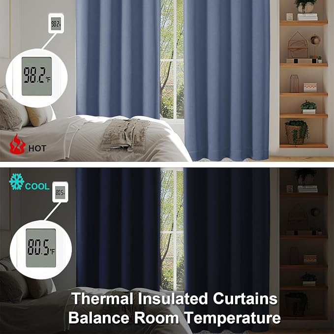 Simplebrand Ava Denim Blue Blackout Curtains - Image 6