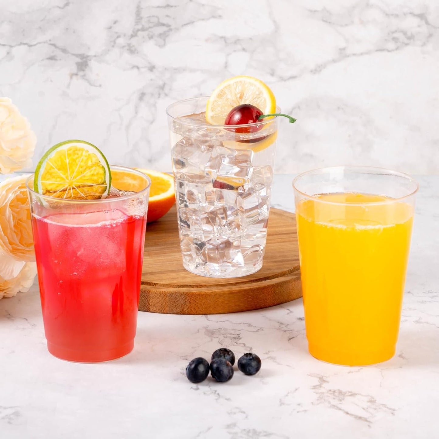 Goodluck 200PCS 14oz Clear Plastic Cups for Party, Disposable Clear Plastic Cups, Cocktail Glasses for Wedding Thanksgiving, Christmas, and Parties