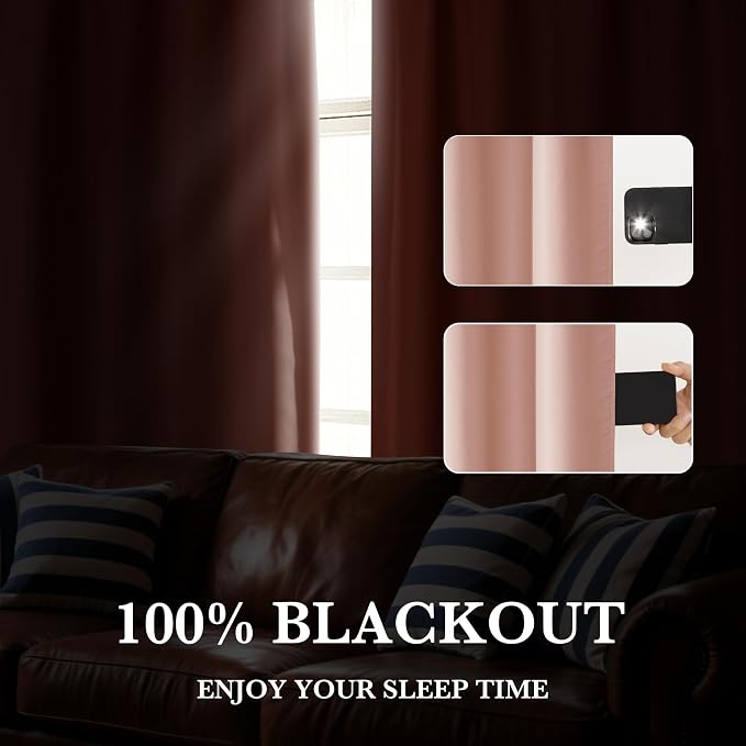 RYB HOME 100% Blackout Bathroom Curtains Over Sink 30 inches Long, Heat & UV - Image 5