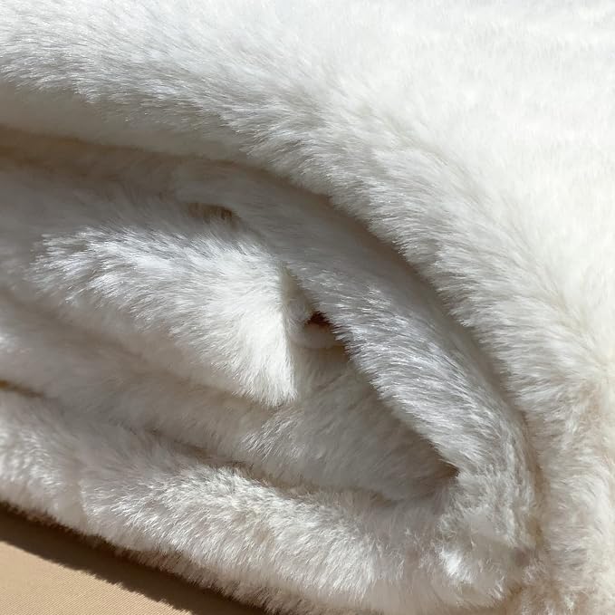 ORINOVA White Washable Furry Area Rug Runner Faux Bunny Fuzzy Fur Rugs - Image 9