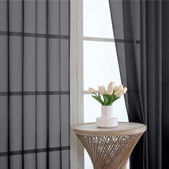 OVZME Black Bedroom Curtains 96 Length - Image 3