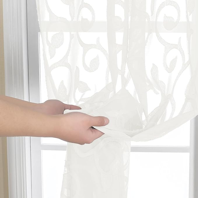 OWENIE Furman Sheer Curtains 72 inches Long 2 Panels Set, Light Filtering Top - Image 7