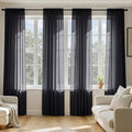 MIULEE Black Sheer Curtains 108 Inches Long, 4 Panels Set, Light Filtering by MIULEE