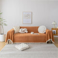 HANDONTIME Dark Orange Sofa Covers Couch Cover for Dogs Colorful Tassel Sofa Seat Cover Lovetseat Cover Pet Couch Cover Bohemian Sofa Cover for Couch Vintage Boho Couch Covers Futon Cover, 91" X118"