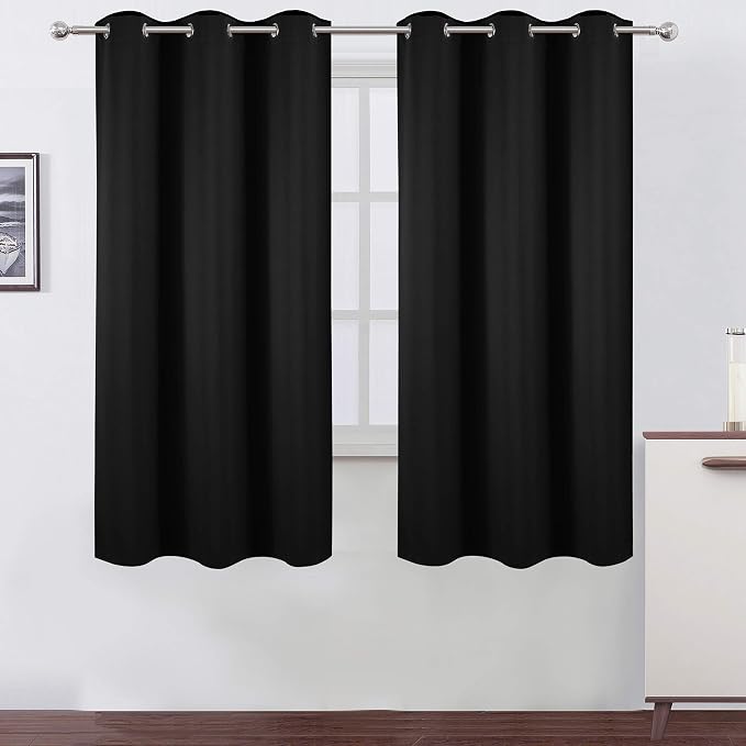 LEMOMO Black Blackout Curtains 40 x 63 Inch Length/Set of 2 Curtain by Lemomo