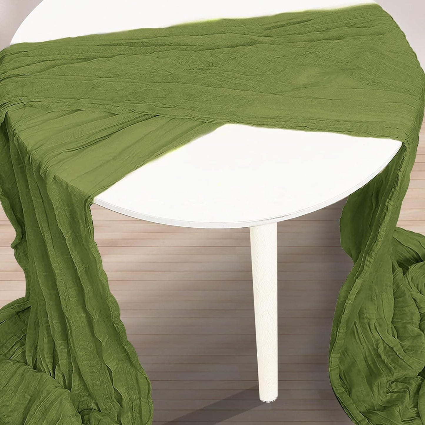 1 Pack Olive Green Cheesecloth Table Runner 35x120 Inch 10Ft Rustic Gauze Cheese Cloth Table Runner Sheer Cheesecloth Table Runners for Wedding Party Bridal Shower Decoration