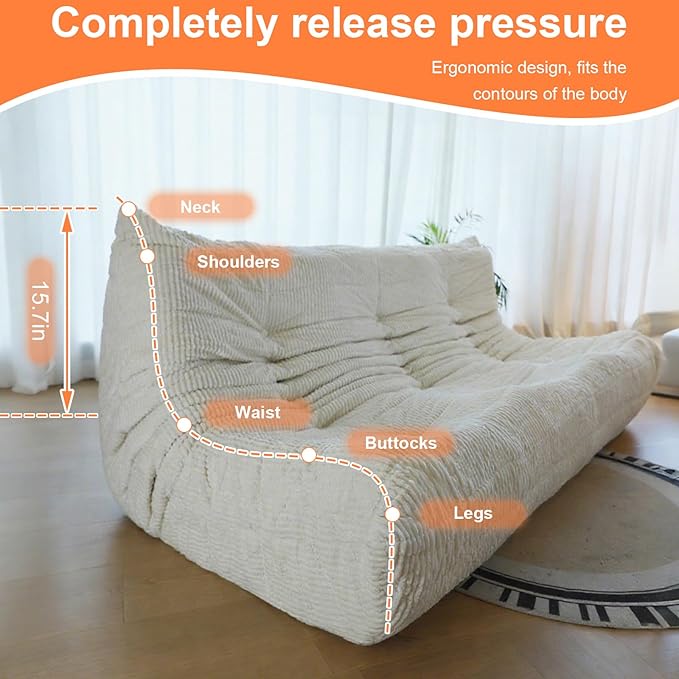 Fireside Three-Seater Mid-Century Armless Sofa — Floor Lounger in Soft Premium Corduroy, Foam-Filled Accent Chair for Living Room or Bedroom (Grey, Three Seater)
