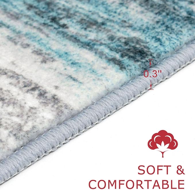 KOZYFLY Modern Abstract Runner Rug, 2x8 Kitchen Rugs Non-Slip Washable Soft - Image 2