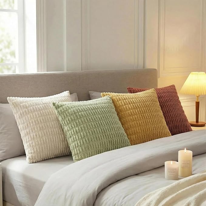 Fancy Homi 4 Packs Boho Fall Decorative Throw Pillow Covers 18x18 Inch - Image 3