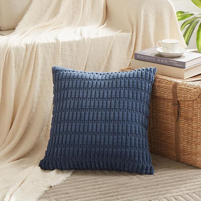 Fancy Homi 4 Packs Dusty Blue Decorative Throw Pillow Covers 22x22 Inch - Image 2