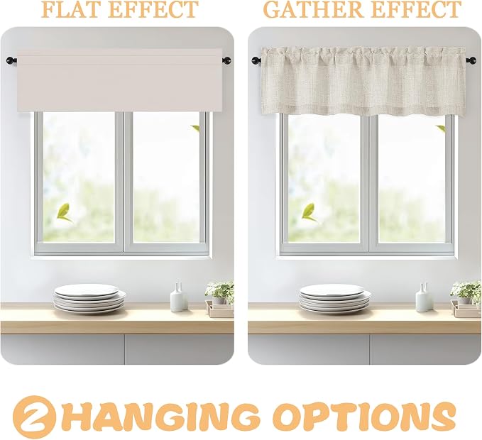 OWENIE Natural Valances for Windows 1 Pcs, Light Filtering Textured Farmhouse - Image 5