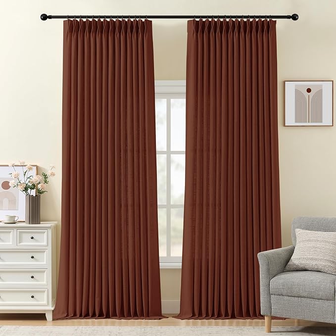 IVAPUPU Pinch Pleated Linen Curtains 96 Inches Long by IVAPUPU