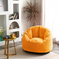 N&V Medium Shell Bean Bag Chair, Adult Size Bean Bag Sack, Foam Filling, Includes Removable and Machine Washable Cover, 37in, Soft Faux Fur, Yellow