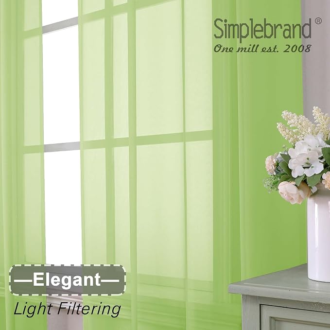 Simplebrand Rod Pocket Top Solid Voile Sheer Curtains - Image 6
