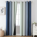 Estelar Textiler Navy Blue and Sage Green Ombre Blackout Curtains 84 Inch by ESTELARTEXTILER