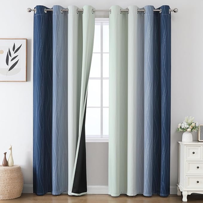 Estelar Textiler Ombre Blackout Curtains 102 Inches Long 2 Panels Set, Full by ESTELARTEXTILER