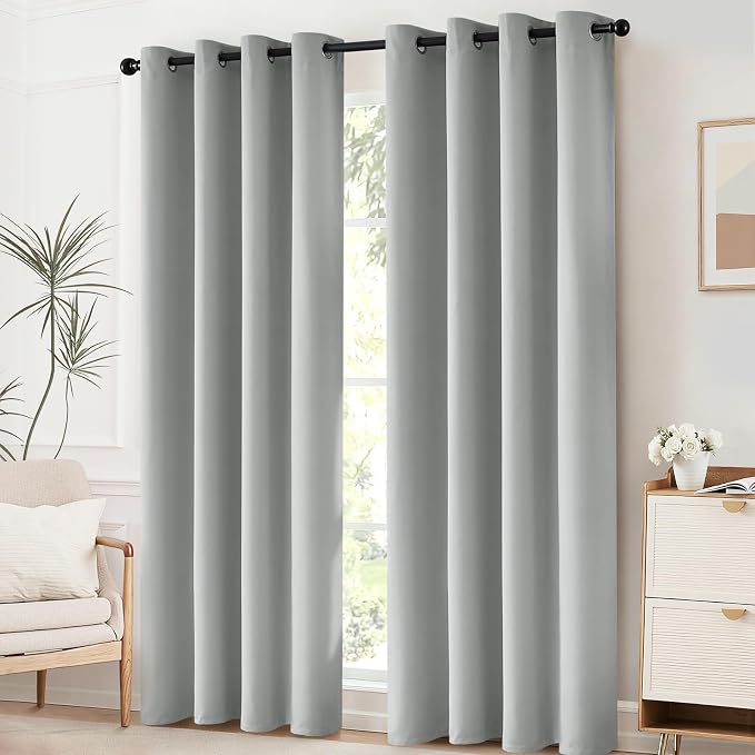 Yakamok Soft Room Darkening Light Gray Blackout Curtains Thermal Insulated - Image 2