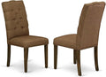 East West Furniture ELP7T18 Elsa Parson Chairs - Button Tufted Nailhead Trim Brown Linen Linen Fabric Padded Dining Chairs, Set of 2, Jacobean
