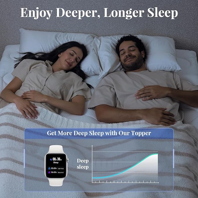 OhGeni Cooling 4 inch Dual Layer Twin Mattress Topper, 2 inch Cooling Gel Memory Foam, 2 inch Down Alternative Pillow Top Pad, Mattresses Cover for Bed, Medium Support, Fits 6”-19” Deep Pocket