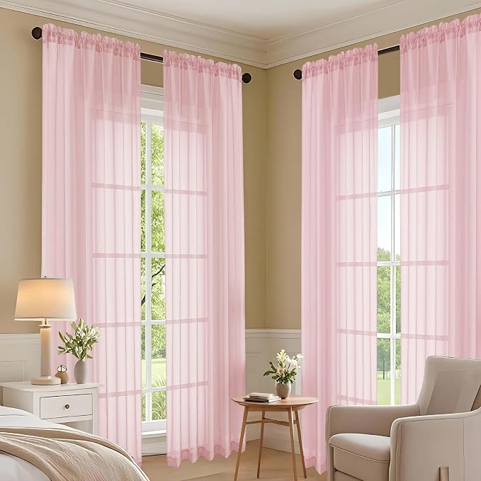 OVZME Blush Pink Bedroom Curtains 2 Panel Sets 90 Inch Length, 59 Inch Extra - Image 7