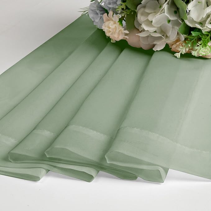 Aiyufeng 2 Pack: Basic Sage Green Sheer Curtain Drapes - Image 8