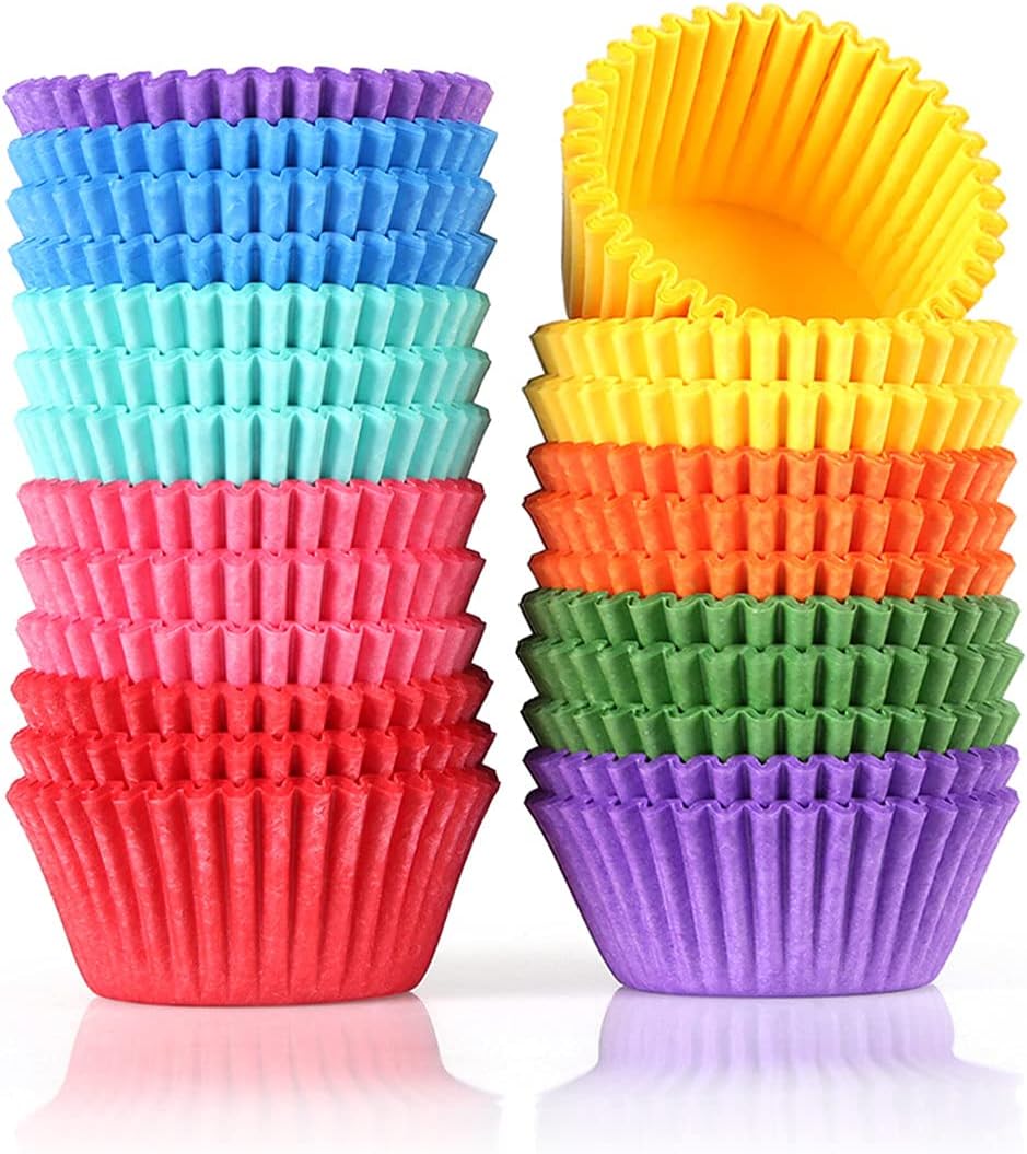 Gifbera Colored Mini Paper Cupcake Liners Vibrant Muffin Baking Cups 400-Count