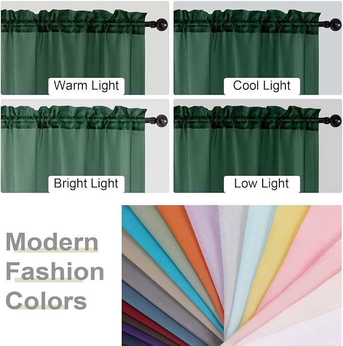Hunter Green Sheer Curtain for Bedroom Living Room 78 Inches Long 2 Panels Set - Image 7