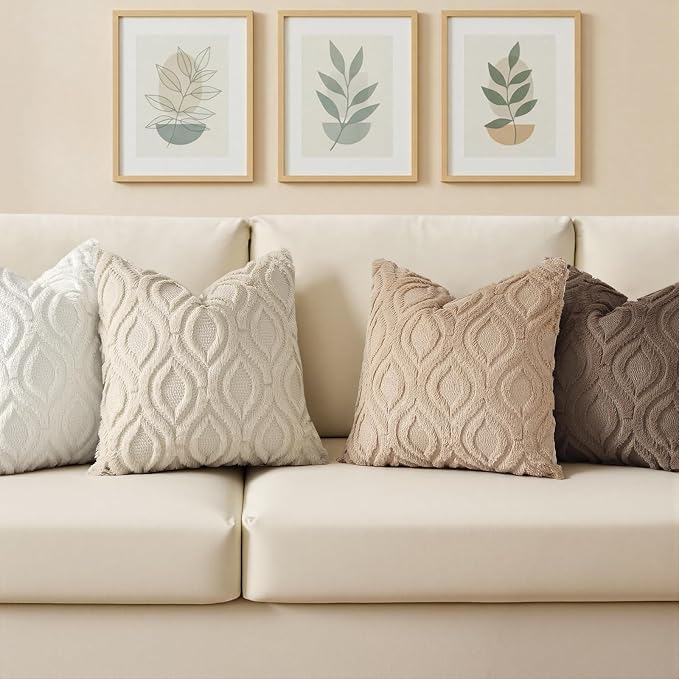 decorUhome Throw Pillow Covers 12x20 Inch Set of 2, Soft Plush Faux Wool Light - Image 4