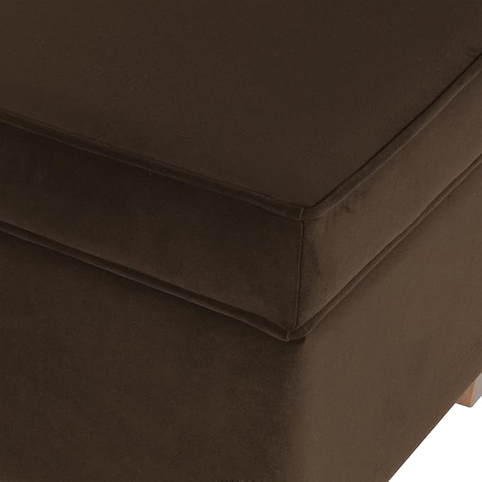 Home Decor | Dinah Collection Modern Storage Ottoman | Ottoman with Storage for Living Room & Bedroom(Chocolate Brown Velvet)