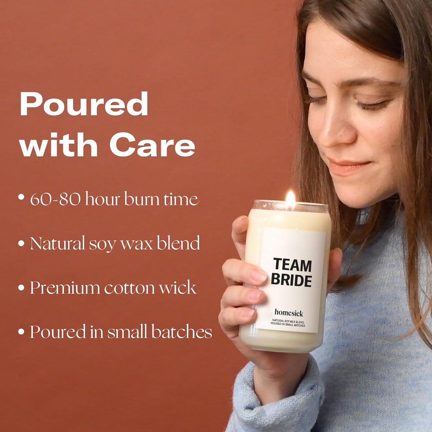 Homesick Scented Candles for Home (Team Bride) - 13.75 oz Long-Lasting Natural Soy Wax Blend Jar Candle Gifts for Women & Men, 60-80 Hours Burn Time - Notes of Linen, Beach Plum & Lily of The Valley