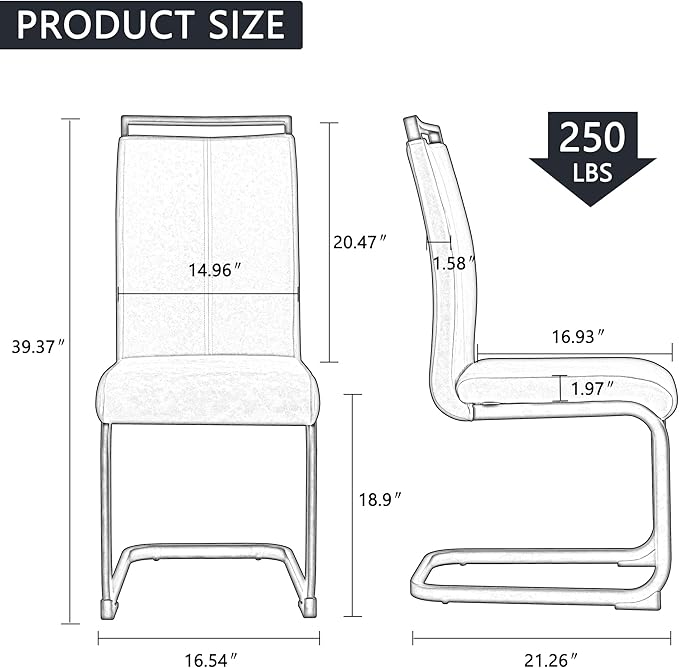 Dining Chairs Set, Kitchen Modern Metal Chairs with Faux Leather Padded Seat High Back and Sturdy Chrome Legs, Chairs for Dining Room (Grey, Set of 4)