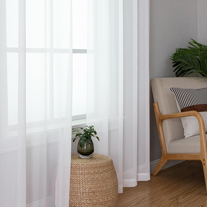 Aiyufeng 108 Inch White Sheer Window Curtains - Image 4