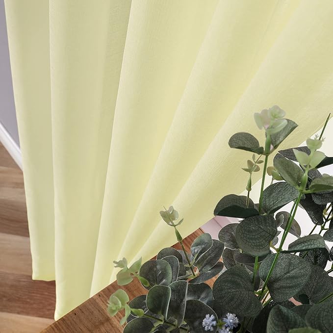 Tollpiz Short Sheer Curtains Living Room Linen Textured Curtain Sheers Light - Image 3