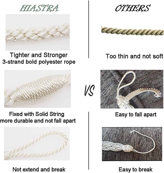 Curtain Tiebacks Ropes, Off White - Image 3