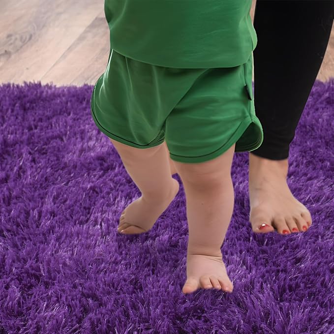 Soft Runner Rugs for Bedroom Hallways, 2 Packs 2x6 Purple Fluffy Shag Throw - Image 4