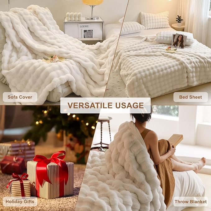HANDONTIME White Sofa Covers Dog Couch Cover Rabbit Plush L Shaped Couch Covers - Image 5