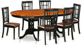 East West Furniture PLNI7-BCH-LC 7 Piece Modern Dining Table Set Consist of an Oval Wooden Table with Butterfly Leaf and 6 Faux Leather Dining Room Chairs, 42x78 Inch, Black & Cherry