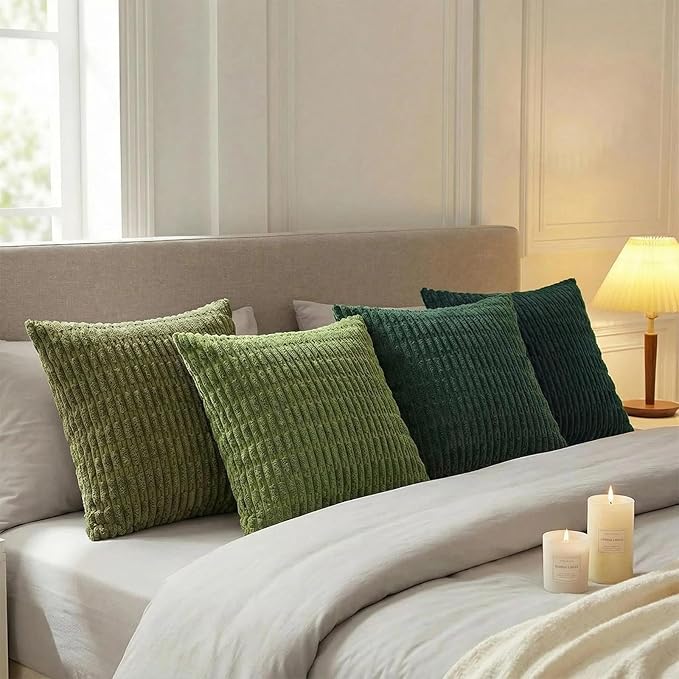 Fancy Homi Set of 4 Green Boho Winter Decorative Throw Pillow Covers 26x26 Inch - Image 3