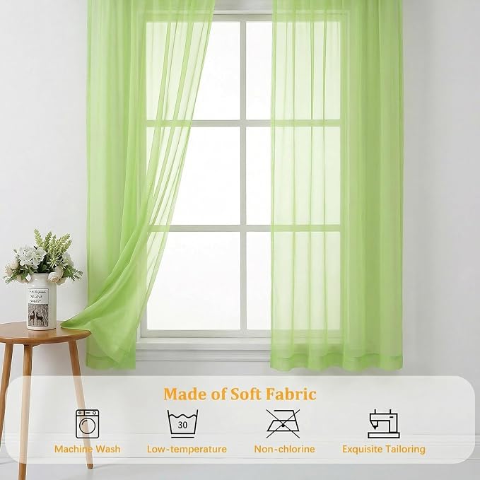 Gwine Short Kitchen Sheer Curtains 36 Inch Length - Image 7