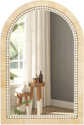 ULIKE Rattan Mirror for Bathroom, 24x36 Inch Arch Rustic Farmhouse Wall Decor with Handmade Wicker Frame, Boho Mirror for Nursery Bedroom Living Room Entryway