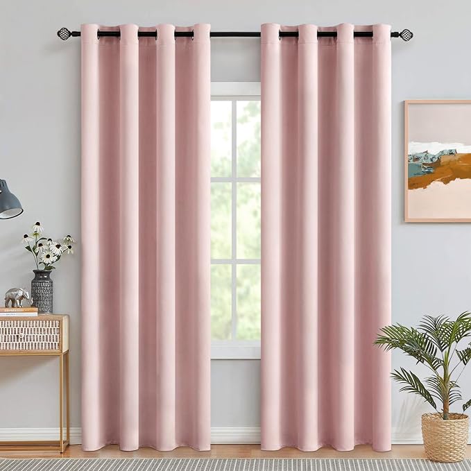 MIULEE Light Pink Room Darkening Curtains Thermal Insulated Drapes Solid Window by MIULEE
