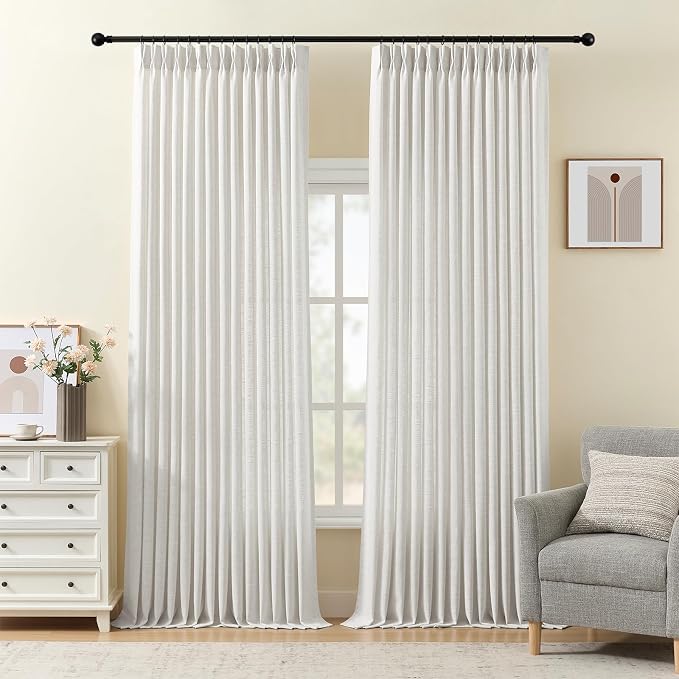 IVAPUPU Pinch Pleated Linen Curtains 102 Inches Long 2 Panels by IVAPUPU