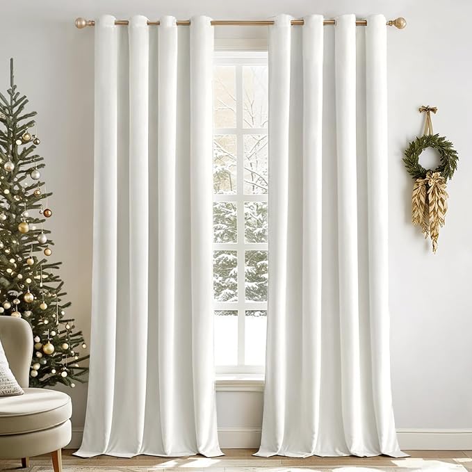 MIULEE Elegant Velvet Curtains Pure White Grommet Curtains Thermal Insulated by MIULEE