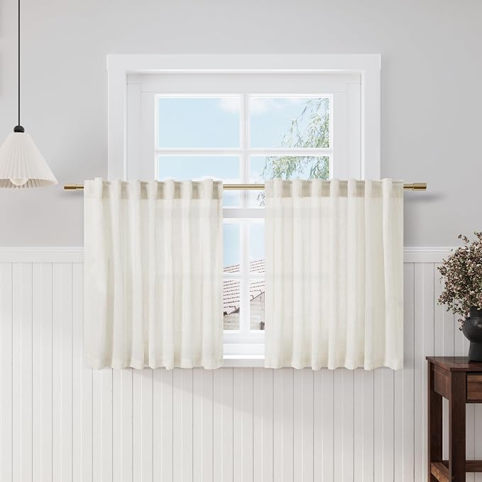 Nanspring Linen Textured Half Curtains by Nanspring