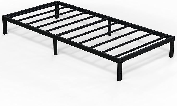 EMODA 10 Inch Twin Bed Frames No Box Spring Needed, Heavy Duty Metal Twin Platform Bed Frame, Noise Free, Easy Assembly, Black