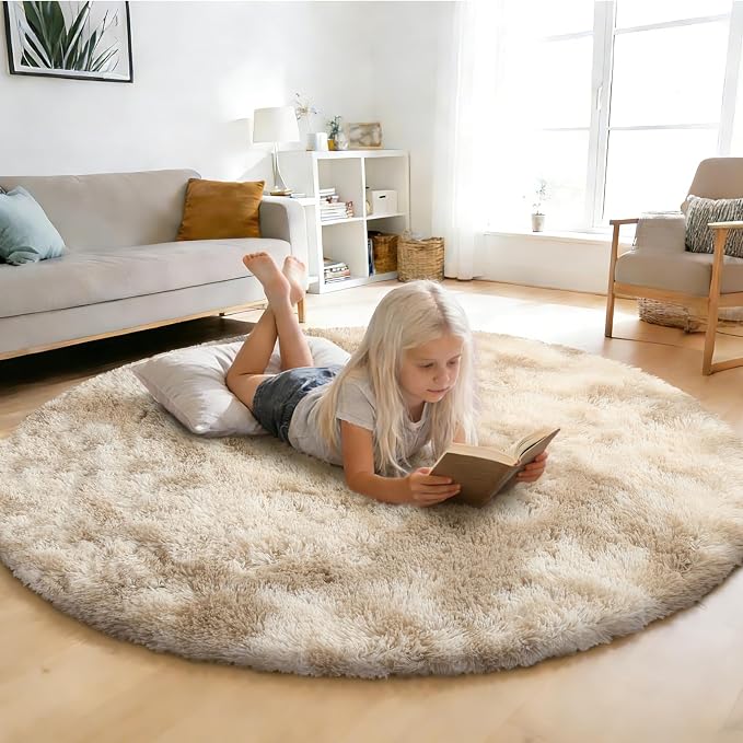 Fluffy Round Rug, Soft Area Rugs by yulidayang