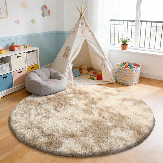 Fluffy Round Rug, Soft Area Rugs - Image 5