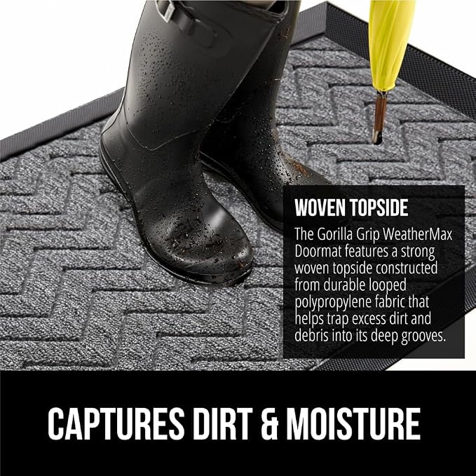 GORILLA GRIP 100% Waterproof All-Season WeatherMAX Doormat, US Designed Natural - Image 4