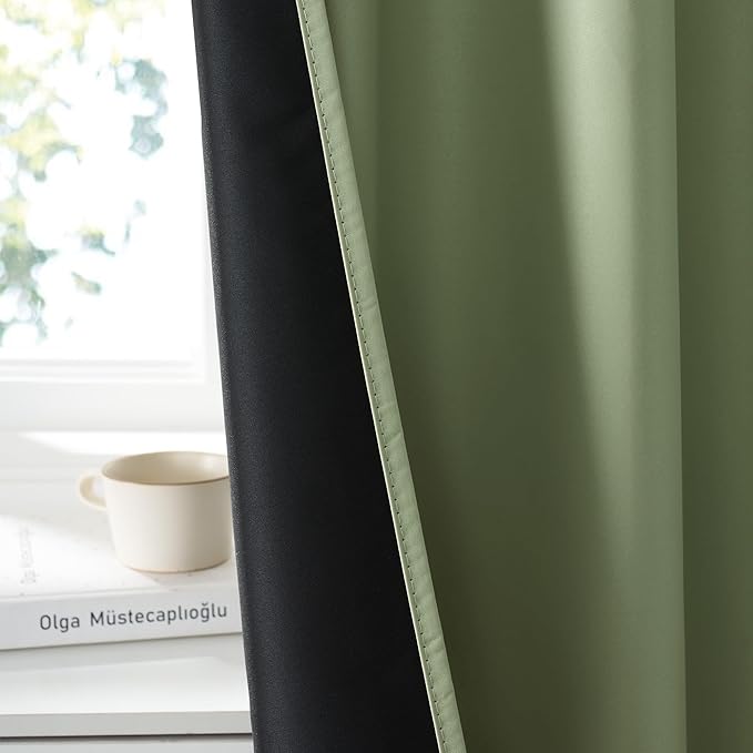 RYB HOME 100% Blackout Basement Curtains 24 inches Long, Heat & UV Blocking - Image 4